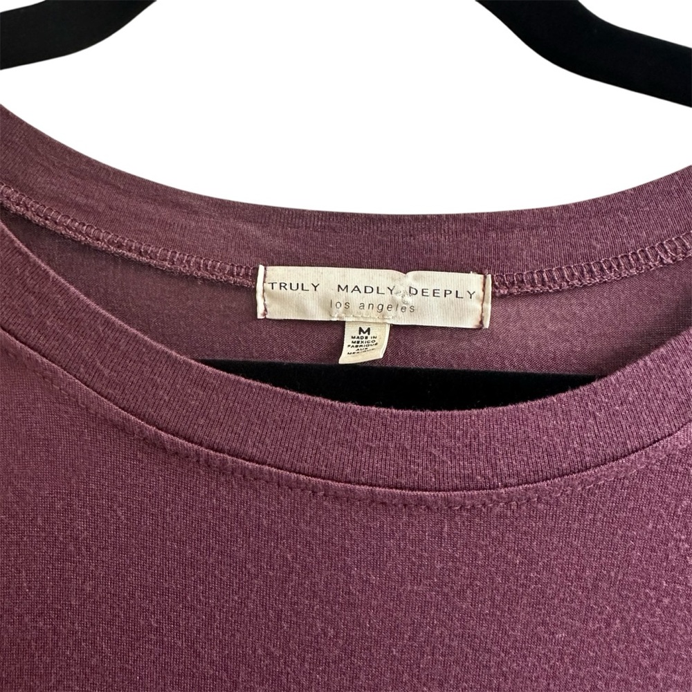 Truly Madly Deeply Short Sleeve Peplum Tee in Plum - Picture 3 of 4